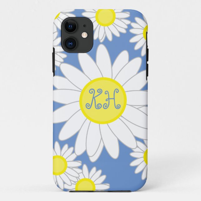 Daisy Monogram Blue White und Yellow Case-Mate iPhone Hülle (Rückseite)
