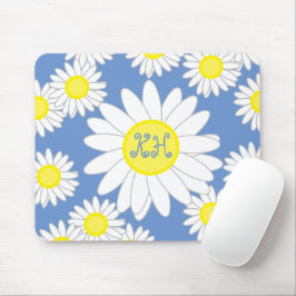 Daisy Monogram Blue White und Yellow Notebook Mousepad
