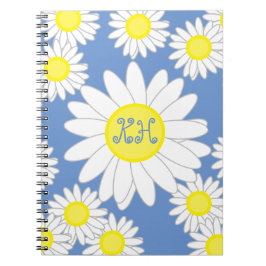 Daisy Monogram Blue White und Yellow Notizblock