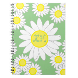 Daisy Monogram Green White und Gelb Notizblock
