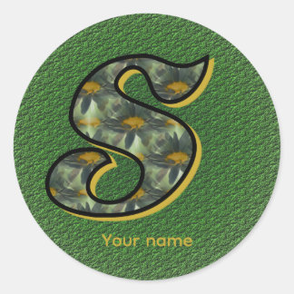 Daisy Monogram Initial S Personalized Runder Aufkleber