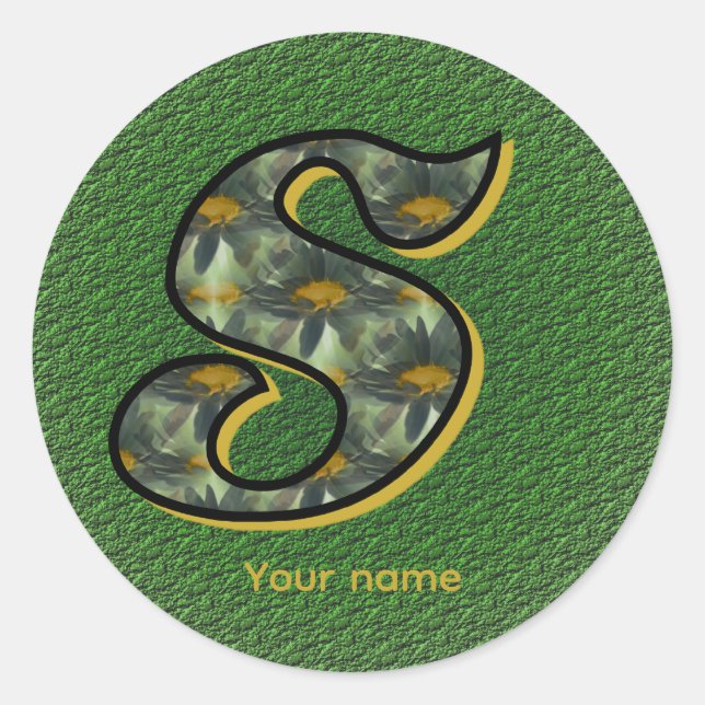 Daisy Monogram Initial S Personalized Runder Aufkleber (Vorderseite)