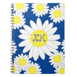 Daisy Monogram Navy Blue White und Yellow Notizblock