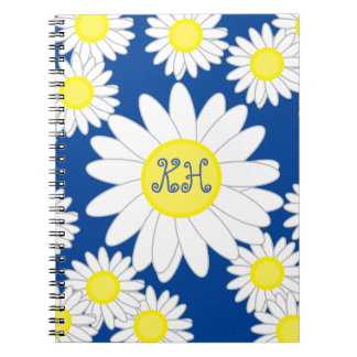 Daisy Monogram Navy Blue White und Yellow Notizblock