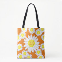 Daisy Monogram Orange White and Yellow Toag Bag