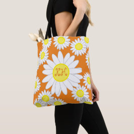 Daisy Monogram Orange White and Yellow Toag Bag