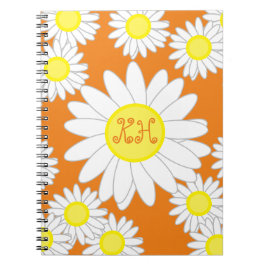 Daisy Monogram Orange White und Gelb Notizblock