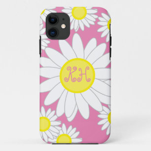 Daisy Monogram Pink White und Gelb Case-Mate iPhone Hülle