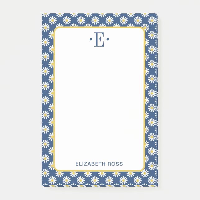 Daisy Monogram Post-it Klebezettel (Vorderseite)