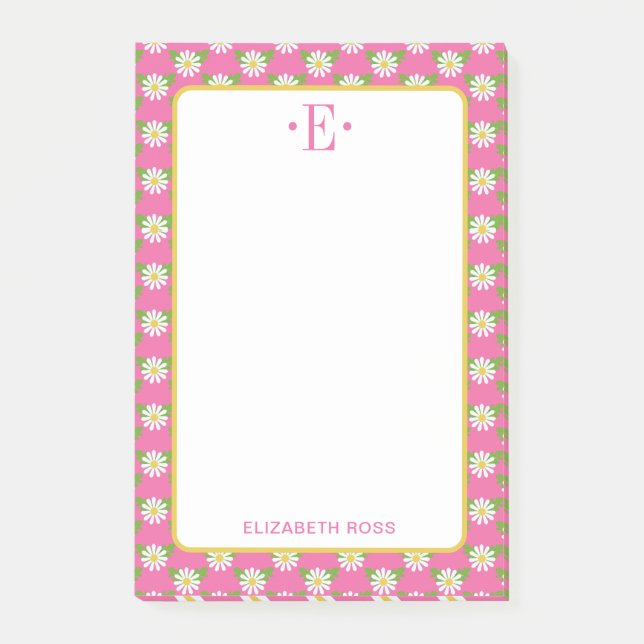 Daisy Monogram Post-it Klebezettel (Vorderseite)