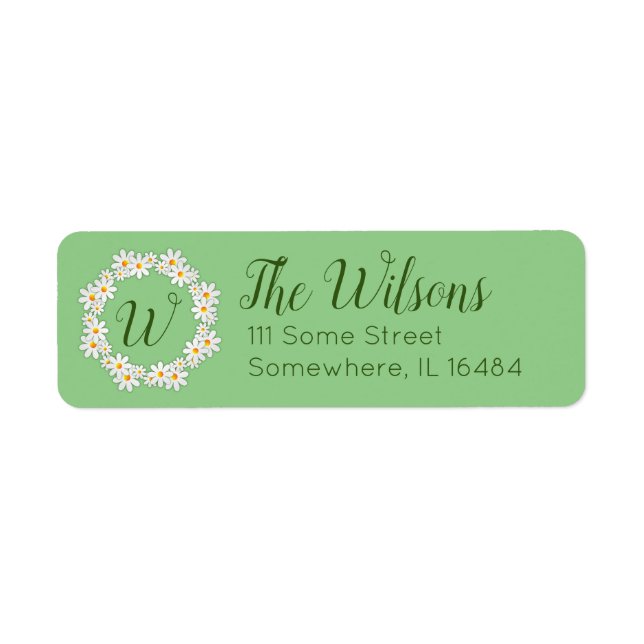 Daisy Monogram Rücksendeadressen-Aufklebers Daisie (Vorne)