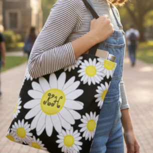 Daisy Monogram Schwarz-weiß und Gelbtasche