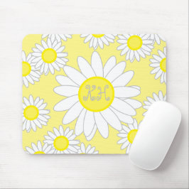 Daisy Monogram weiß und gelb Mousepad