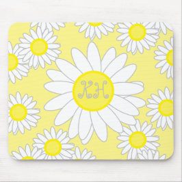 Daisy Monogram weiß und gelb Mousepad