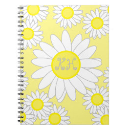 Daisy Monogram White and Yellow Toag Bag Notizblock