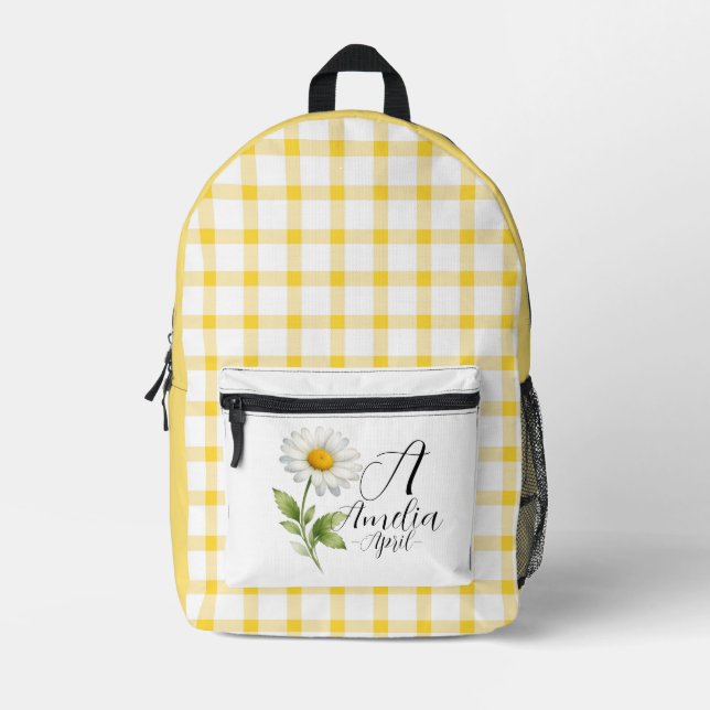 Daisy Monogramm Rucksack mit Geburtsmonatsblume Ap (Vorderseite)