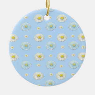 Daisy-Muster auf hellblauem Hintergrund Keramik Ornament