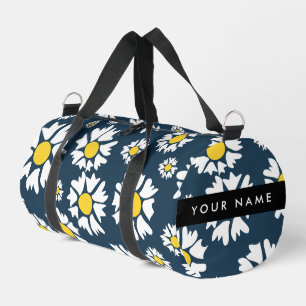 Daisy Muster, White Daisies, Ihr Name Duffle Bag