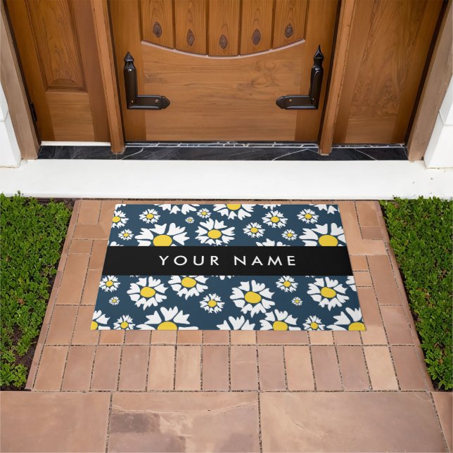 Daisy Muster, White Daisies, Ihr Name Fußmatte (Außenbereich)