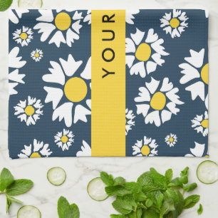 Daisy Muster, White Daisies, Ihr Name Geschirrtuch