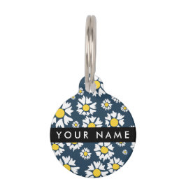 Daisy Muster, White Daisies, Ihr Name Haustiermarke