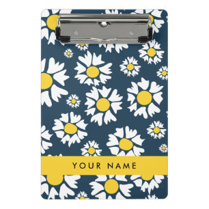 Daisy Muster, White Daisies, Ihr Name Mini Klemmbrett