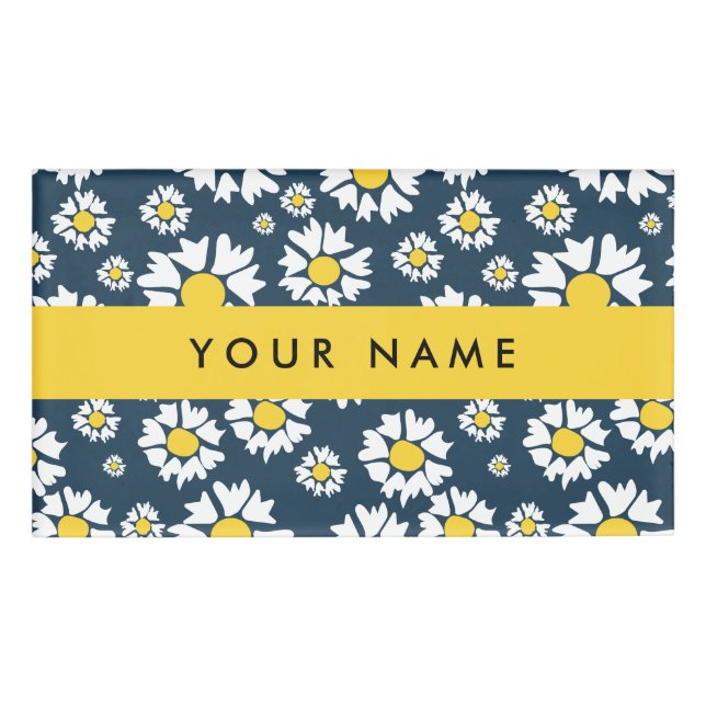 Daisy Muster, White Daisies, Ihr Name Namenschild (Vorderseite)