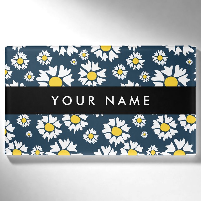 Daisy Muster, White Daisies, Ihr Name Namenschild (Vorderseite)