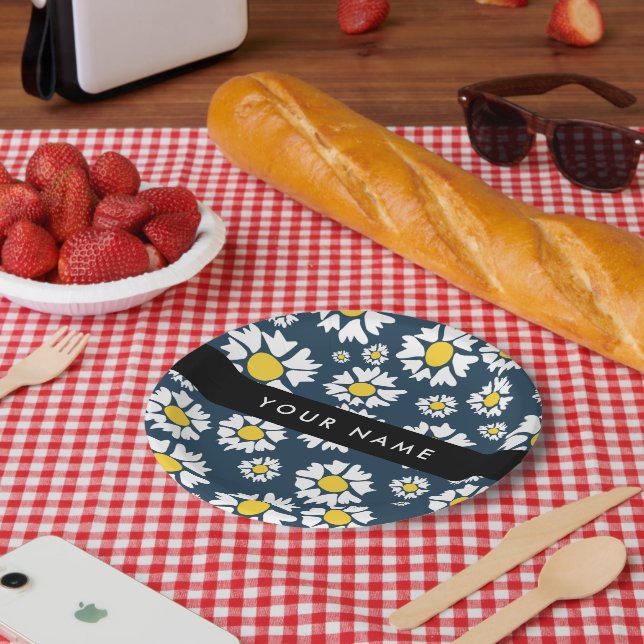 Daisy Muster, White Daisies, Ihr Name Pappteller (Picknick)