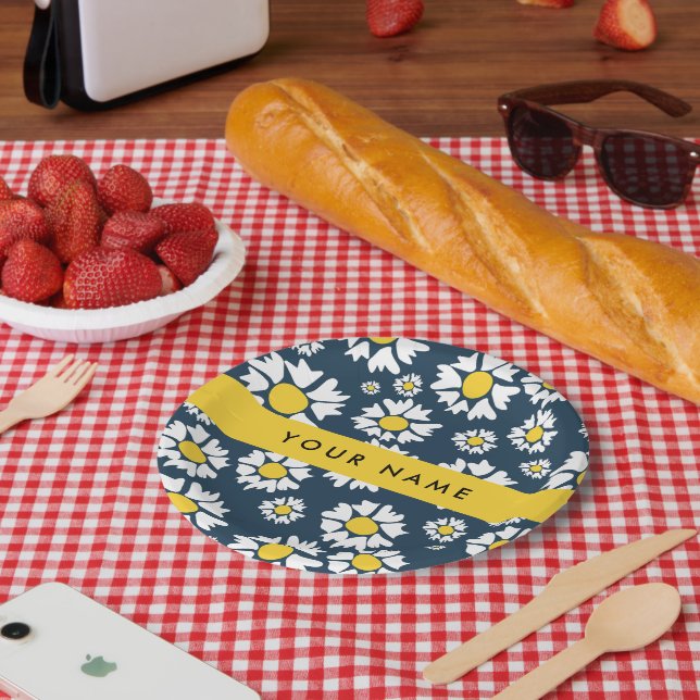 Daisy Muster, White Daisies, Ihr Name Pappteller (Picknick)