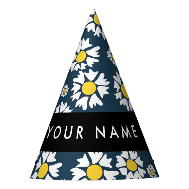 Daisy Muster, White Daisies, Ihr Name Partyhütchen (Vorderseite)