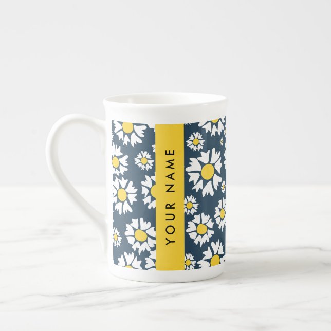 Daisy Muster, White Daisies, Ihr Name Prozellantasse (Links)