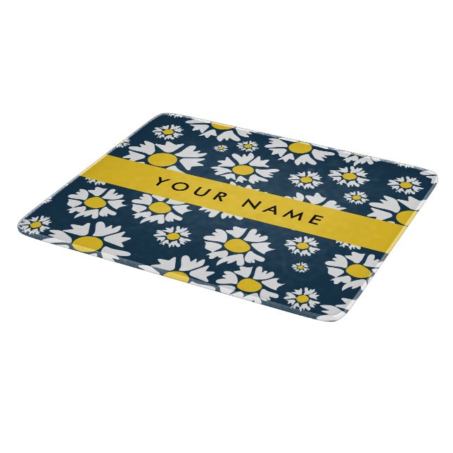 Daisy Muster, White Daisies, Ihr Name Schneidebrett (Ecke)
