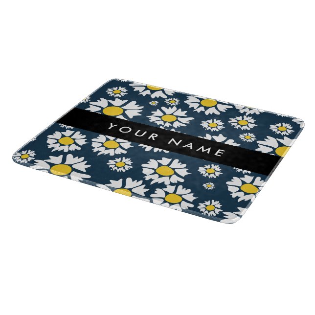 Daisy Muster, White Daisies, Ihr Name Schneidebrett (Ecke)