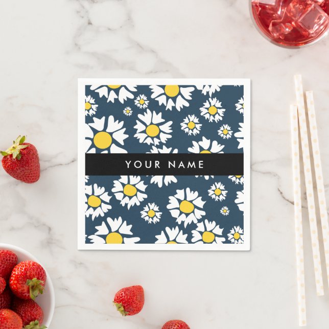 Daisy Muster, White Daisies, Ihr Name Serviette (Beispiel)