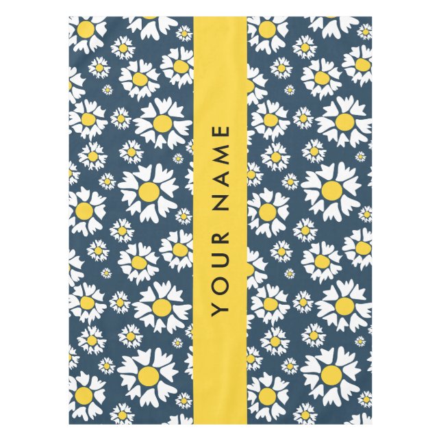 Daisy Muster, White Daisies, Ihr Name Tischdecke (Vorderseite)