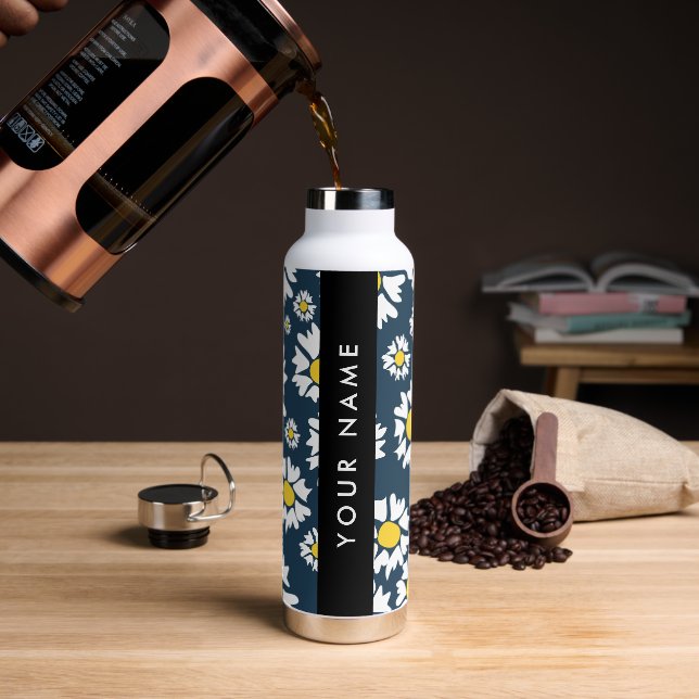 Daisy Muster, White Daisies, Ihr Name Trinkflasche (Kaffee)