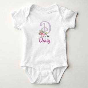 Daisy Name Baby Outfit Letter D Romper Floral Girl Strampler