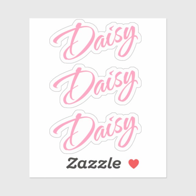 Daisy Name Rosa Cursive Schriftart x3 Aufkleber (Blatt)