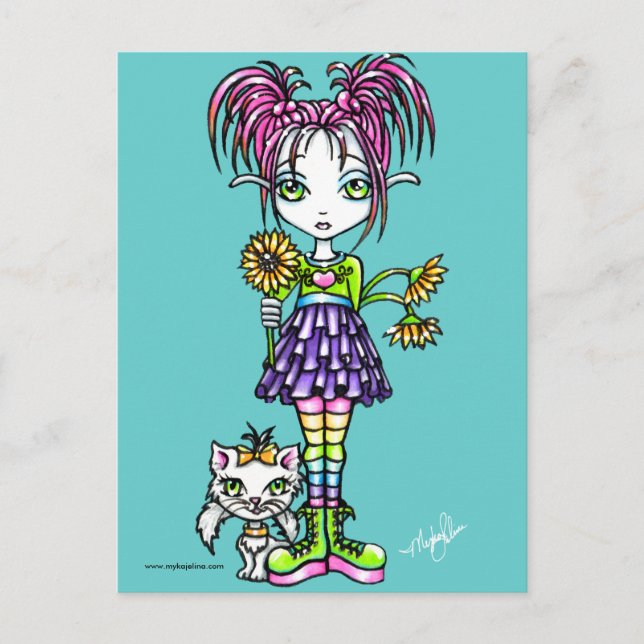 "Daisy" Niedliche Blume Kinderkarte und Kinderpost Postkarte (Vorderseite)