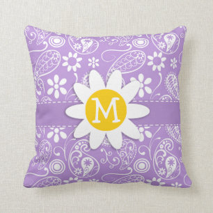 Daisy on Lavender, Light Lila Paisley Pattern Kissen