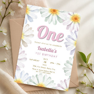 Daisy One 1. 2. 3. 4. 5. Blume Geburtstag Einladung