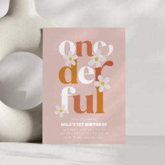 Daisy Onederful Modern Boho 1. Geburtstag Einladung