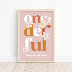 Daisy Onederful Modern Boho 1. Geburtstag Poster