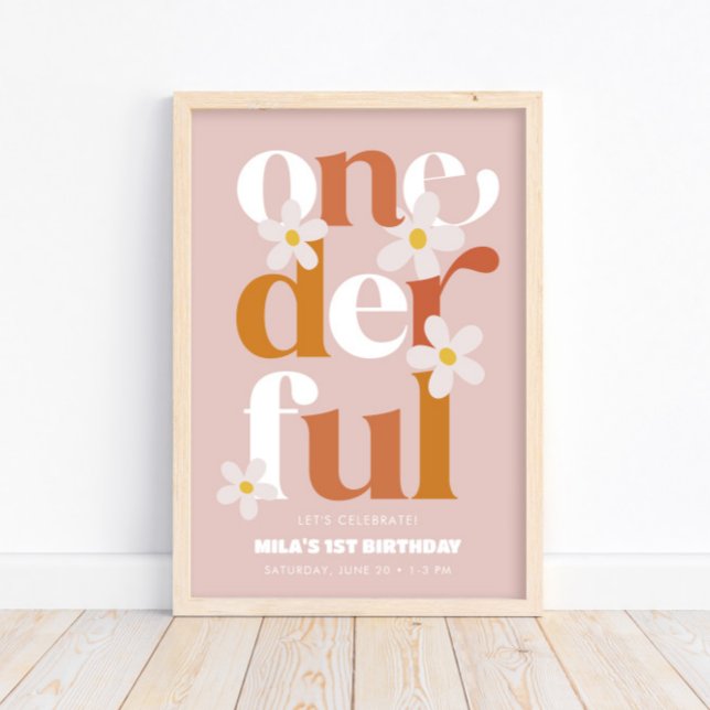 Daisy Onederful Modern Boho 1. Geburtstag Poster (Von Creator hochgeladen)