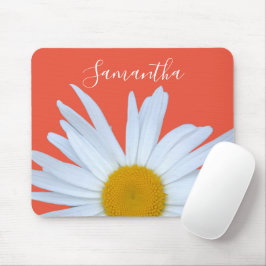 Daisy Orange Elegant White Script Mousepad