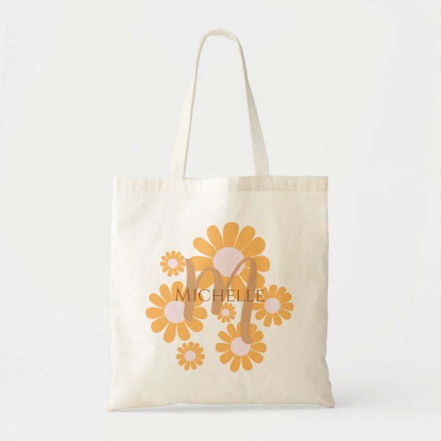 Daisy Orange Monogram Tragetasche (Vorne)