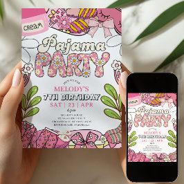 Daisy Pajama Party Birthday Invitation Einladung