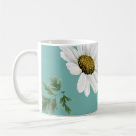 Daisy Pattern, Aquamariner Hintergrund Kaffeetasse