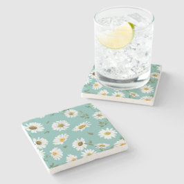 Daisy Pattern, Aquamariner Hintergrund Steinuntersetzer